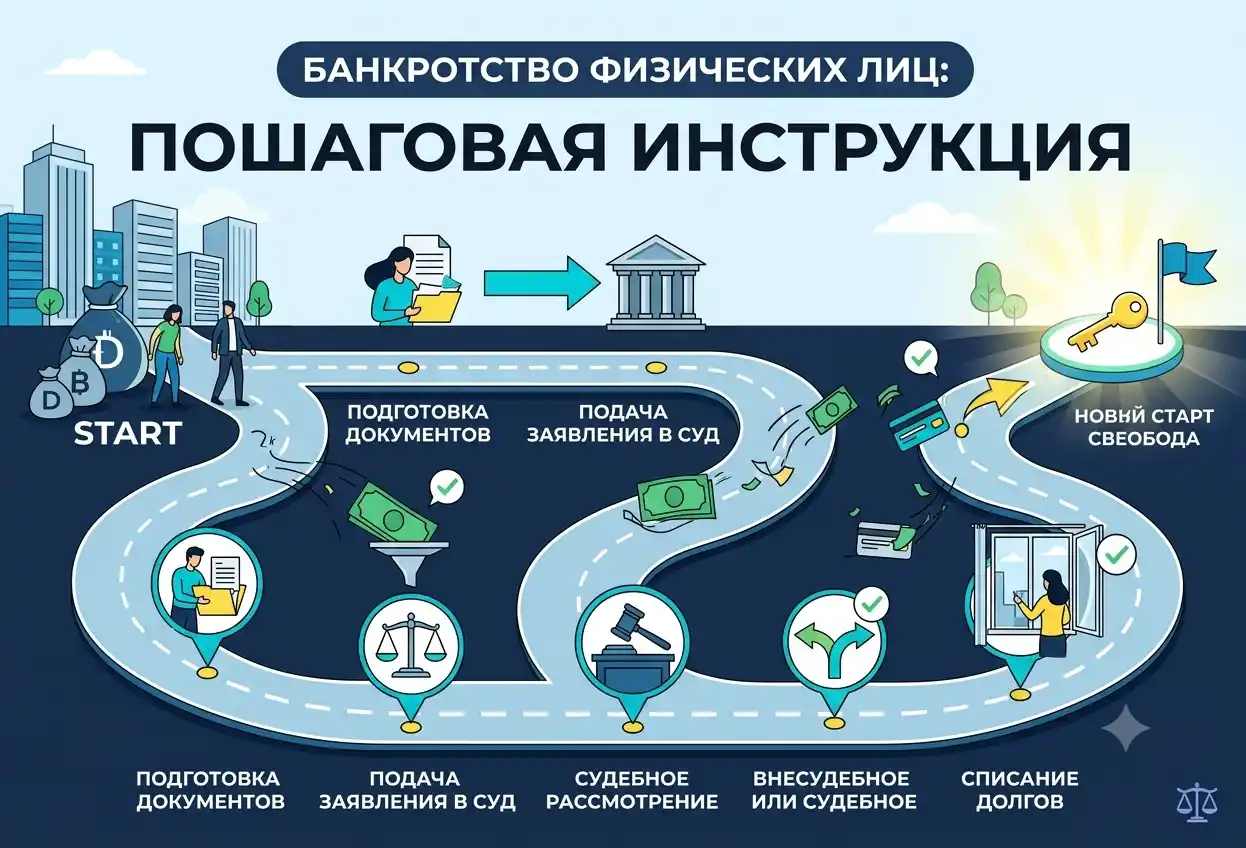 Банкротство физических лиц: пошаговая инструкция, риски, судебная практика и скрытые подводные камни